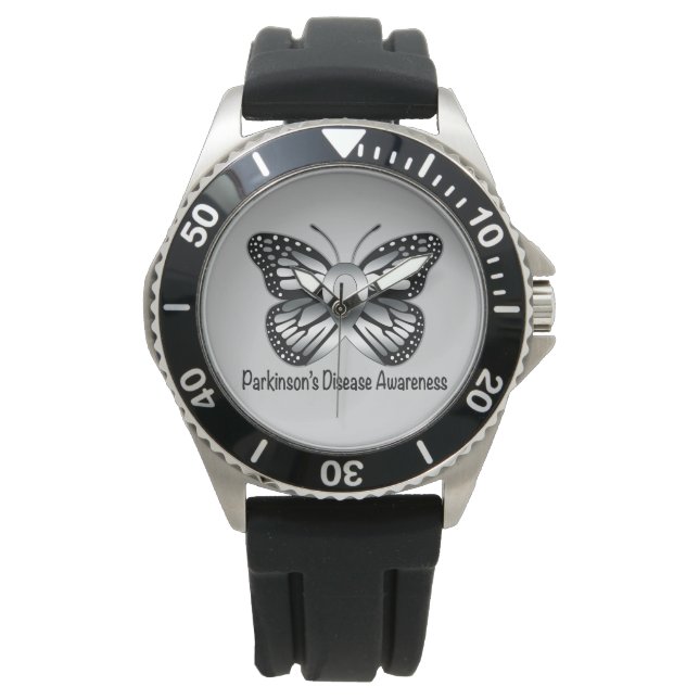 Parkinson's Disease Butterfly Awareness Ribbon Armbanduhr (Vorderseite)
