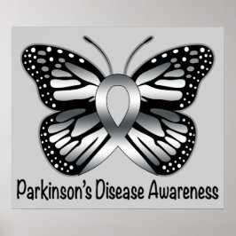 Parkinson's Disease Butterfly Awareness Ribbon Poster