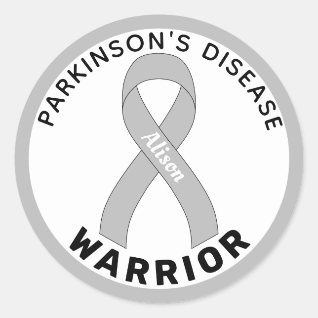 Parkinson's Disease Warrior Ribbon White Runder Aufkleber (Vorderseite)