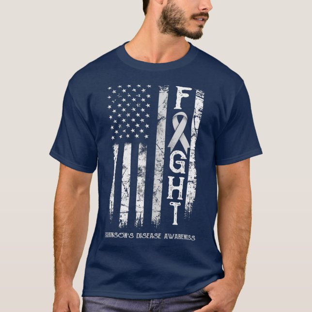 Parkinsons Disease Warrior US Flag T-Shirt (Vorderseite)