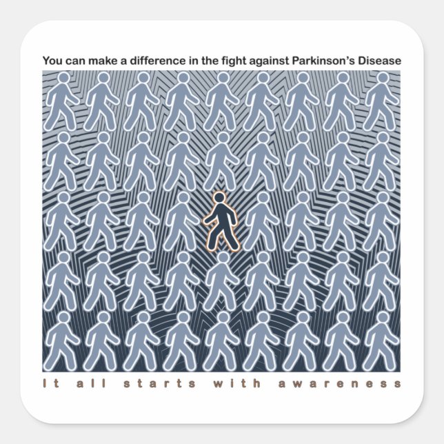 Parkinsons Kämpfe beginnt mit Bewusstsein Quadratischer Aufkleber (Vorderseite)