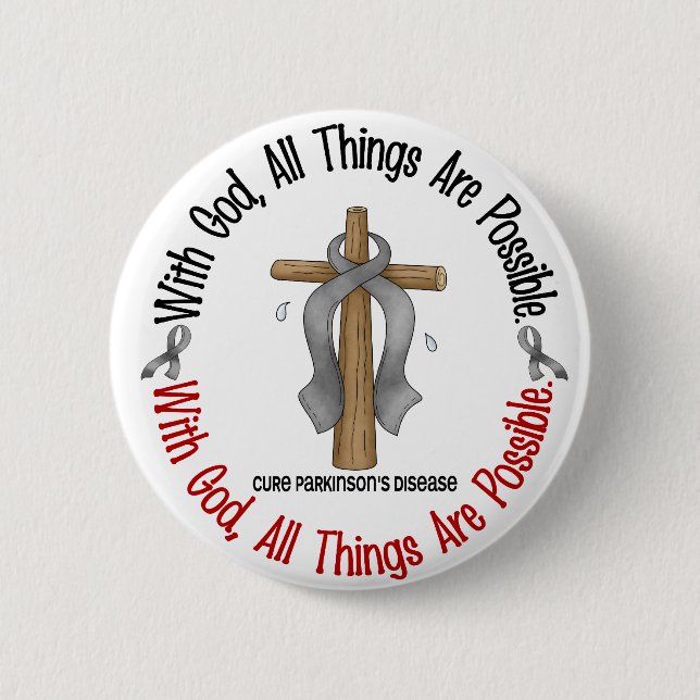 Parkinsons Krankheit MIT GOTT-KREUZ Button (Vorderseite)