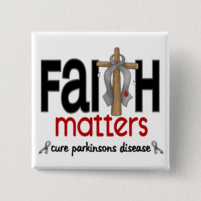 Parkinsons Krankheits-Glauben-Angelegenheits-Kreuz Button (Vorderseite)