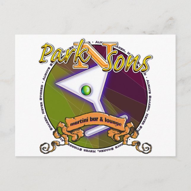 Parkinsons Martini Bar Immer schütteln Postkarte (Vorderseite)