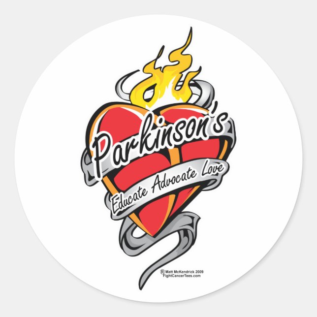 Parkinson's Tattoo Heart Runder Aufkleber (Vorderseite)