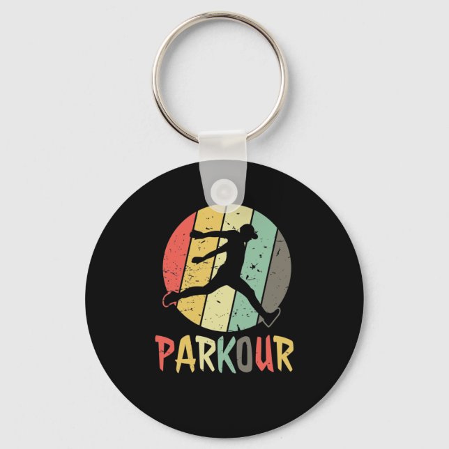 Parkour Logo in Retro Farben Schlüsselanhänger (Vorderseite)
