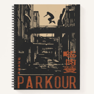 PARKOUR Urban Action Silhouette Poster   Retro Notizbuch