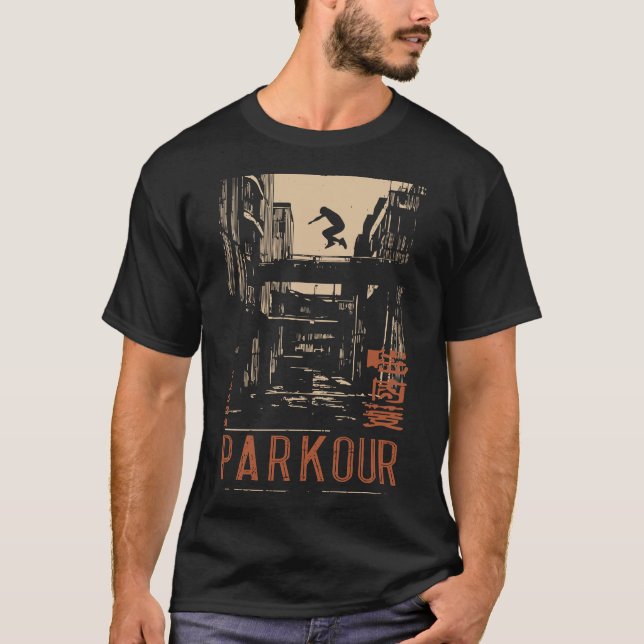 PARKOUR Urban Action Silhouette Poster | Retro T-Shirt (Vorderseite)
