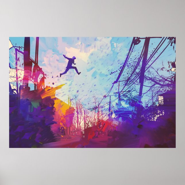 Parkour Urban Free Running Freestyling Moderne Kun Poster (Vorne)