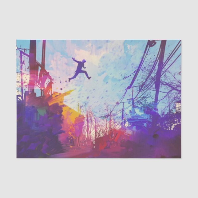 Parkour Urban Free Running Freestyling Moderne Kun Seidenpapier (Vorderseite)