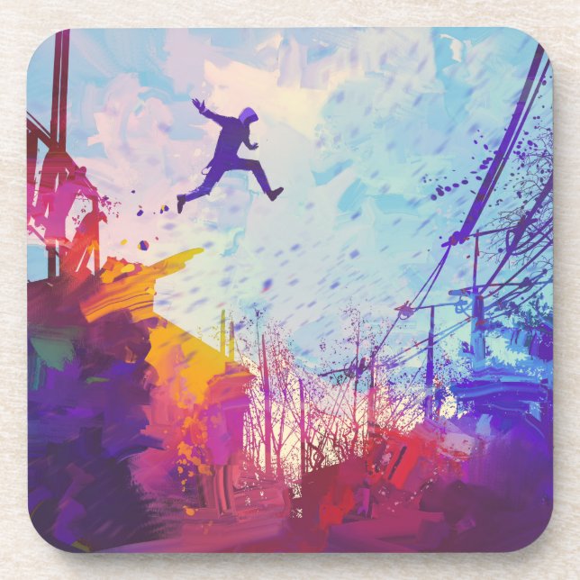 Parkour Urban Free Running Freestyling Moderne Kun Untersetzer (Vorderseite)
