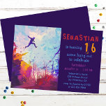 Parkour Urban Free Running Teen 16. Geburtstag Einladung<br><div class="desc">Der 16. Geburtstag von Parkour Urban Free Running Teen zeigt den Eindruck eines modernen Künstlers vom beliebten Parkour-Extremsport,  der in einer farbenprächtigen urbanen Hinterstraße ausgeübt wird. Das ist die personalisierte Geburtstagsveranstaltung für Teenager. Entworfen von ©Evco Studio www.zazzle.com/store/evcostudio</div>