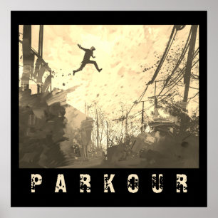 Parkour Urban Obstacle Course Moderne Sepia Poster