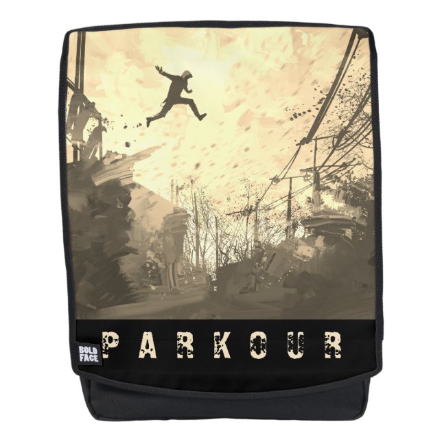 Parkour Urban Obstacle Course Moderne Sepia Rucksack (Vorderseite)