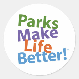 Parks machen das Leben besser! Offizielles Logo Runder Aufkleber