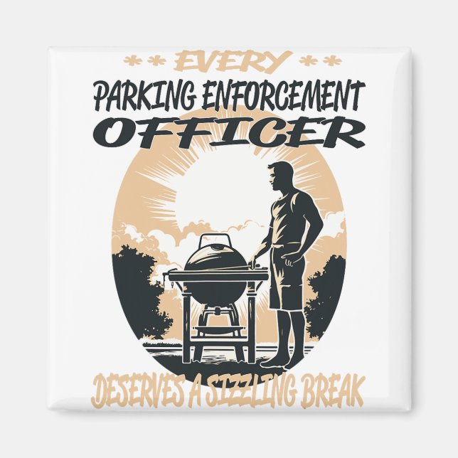Parkvollstrecker Funny Grillen Koch oder Gril Magnet (Vorne)