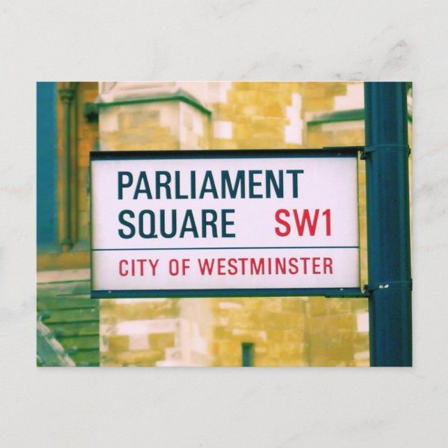 Parlament Square - Westminster Street Sign Postkarte (Vorderseite)