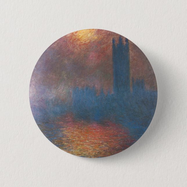 Parlamentshäuser, London von Claude Monet Button (Vorderseite)