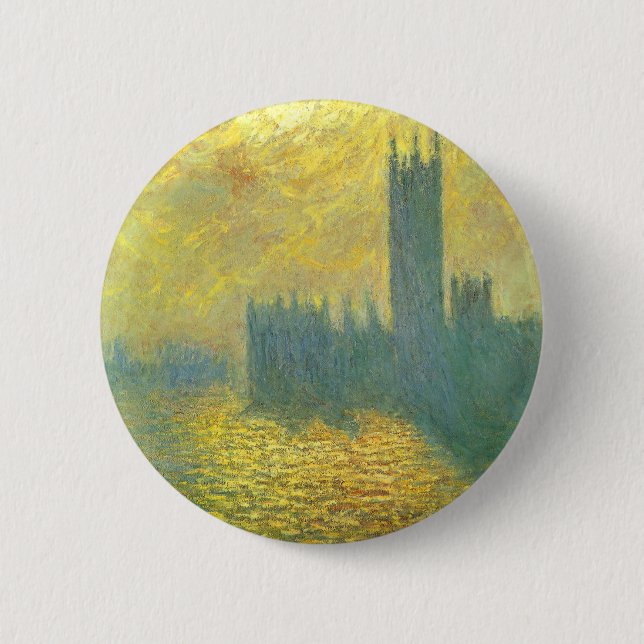 Parlamentshäuser, Stormy Sky von Claude Monet Button (Vorderseite)