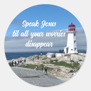 Parle Jésus Aucun Souci Phare Autocollant Rond