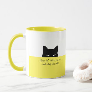 Parler de chat sournoois à votre mug de chat jaune