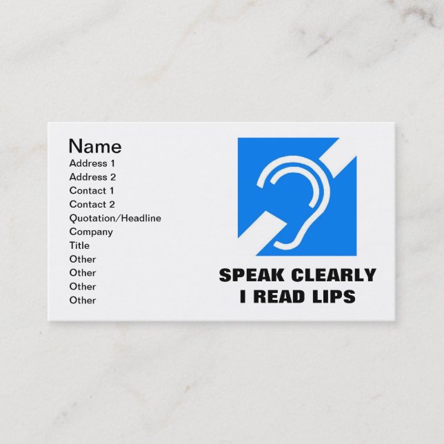PARLEZ CLAIREMENT, JE LISENT LE CARTE DE VISITE DE (Devant)