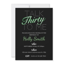 Parlez trente-moi vert neon invitation anniversair