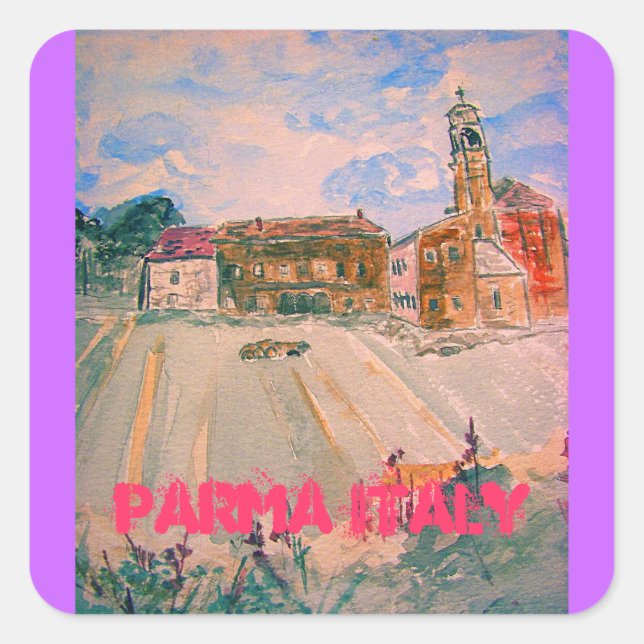 Parma italy Art Quadratischer Aufkleber (Vorderseite)
