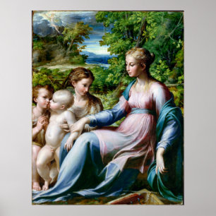 Parmigianino Jungfrau und Kind mit St. John Poster