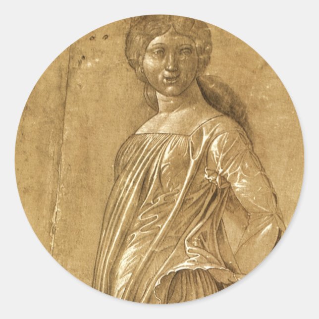 Parnassus, tanzende Maus von Andrea Mantegna Runder Aufkleber (Vorderseite)