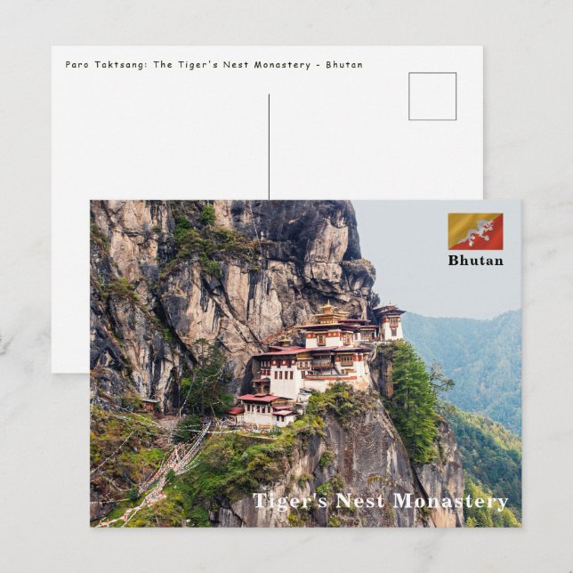 Paro Taktsang: Das Tiger-Nest-Kloster - Bhutan Postkarte (Vorne/Hinten)