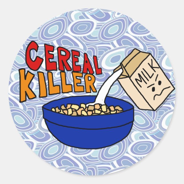 Parody Cereal Killer Breakfast Food Spaß Runder Aufkleber (Vorderseite)