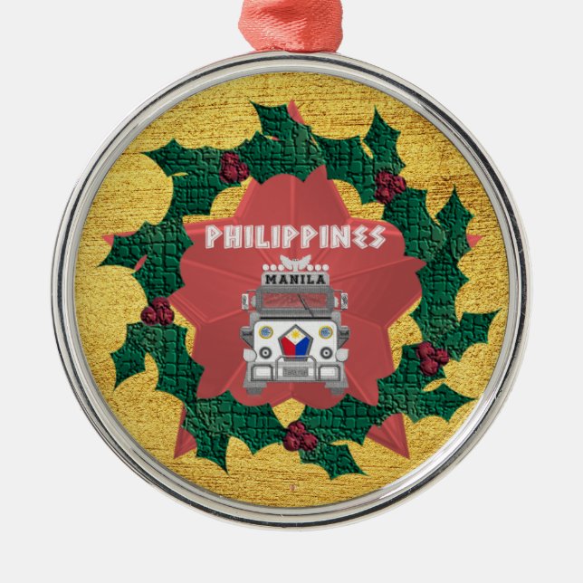 Parol, Philippines' lantern Jeepney Ornament Aus Metall (Vorne)