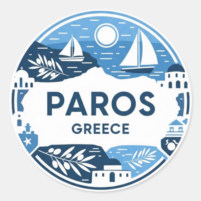Paros Greece Island Travel Runder Aufkleber (Vorderseite)