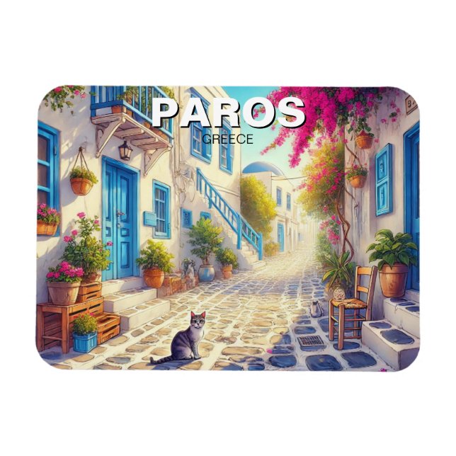 Paros Greece Islands Travel Cat Magnet (Horizontal)