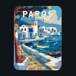 Paros Griechenland Reisen Kunst Vintag Magnet<br><div class="desc">Paros Retrovektor Vektor Reise Design. Paros ist eine griechische Insel im Ägäischen Meer,  die für ihre Strände und traditionellen Dörfer bekannt ist.</div>