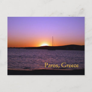 Paros-Insel, Griechenland, Sonnenuntergangs-Segel- Postkarte