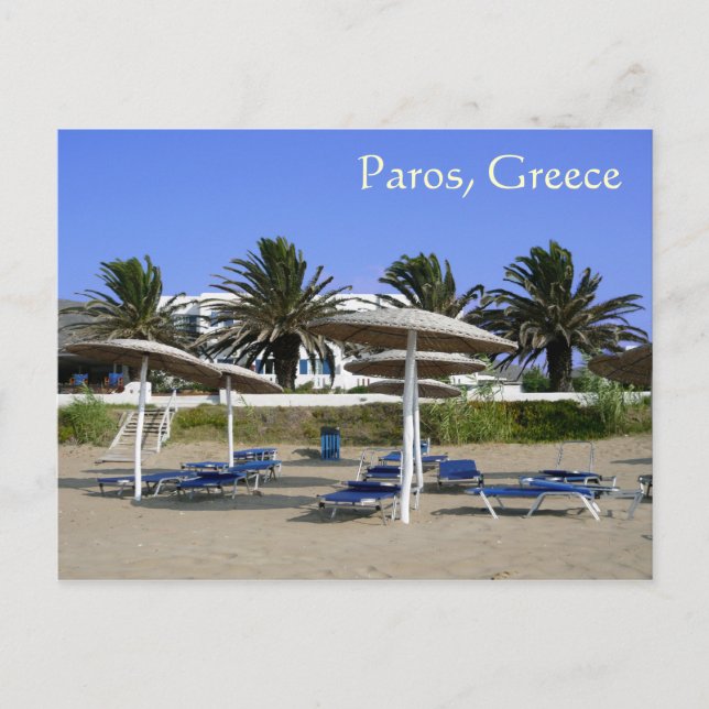 Paros Island, Griechenland Beach Umbrellas Postcar Postkarte (Vorderseite)