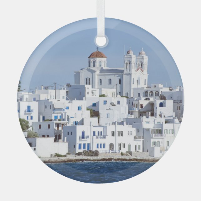 Paros Village Naoussa Island View Ornament Aus Glas (Vorderseite)