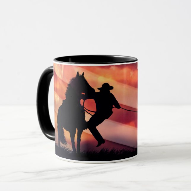 Parotische Roping Cowboy und Pferd-Amerikanische F Tasse (Vorderseite Links)