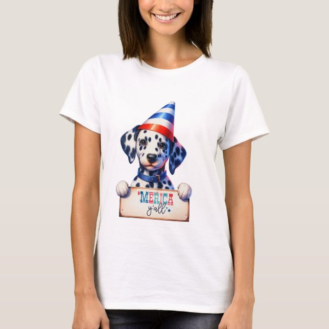 Parotischer Dalmatiner "Merica Y all" T-Shirt (Vorderseite)