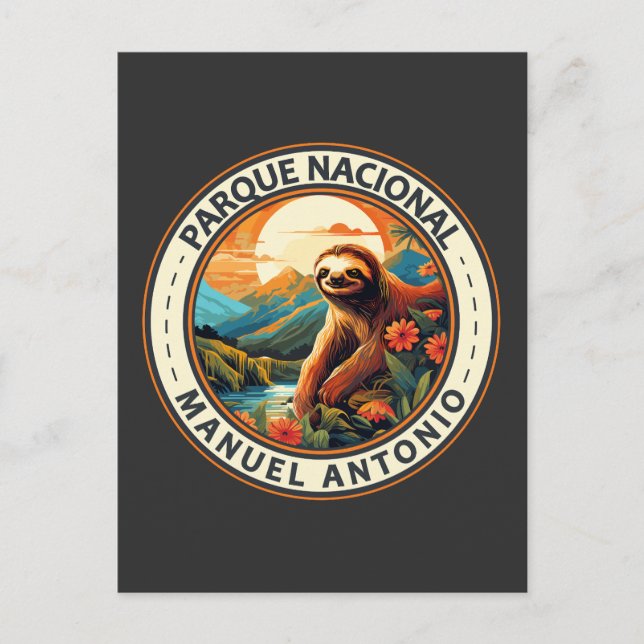 Parque Nacional Manuel Antonio Sloth Travel Art Postkarte (Vorderseite)