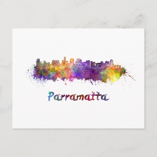 Parramatta skyline im Watercolor Postkarte (Vorderseite)