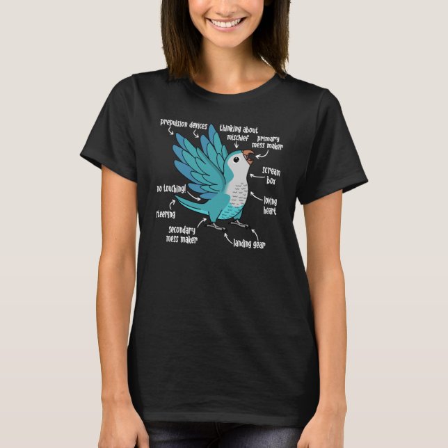 Parrot Anatomie I Blauer Mönch Parakeet Quaker T-Shirt (Vorderseite)