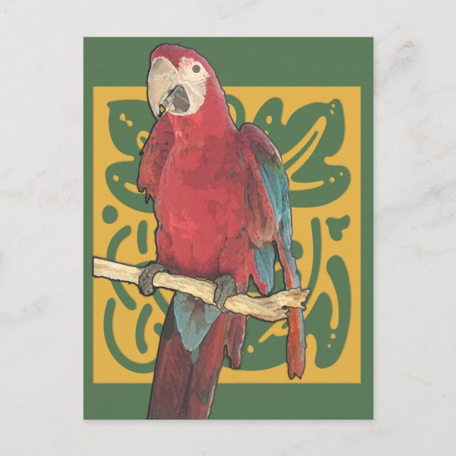 Parrot Art Nouveau Postkarte (Vorderseite)