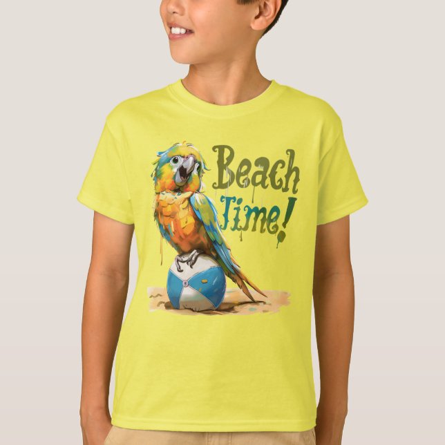 Parrot Beach Ball Beach Time T-Shirt (Vorderseite)