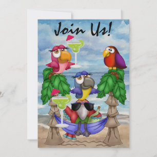 Parrot Beach Party Invitation - SRF