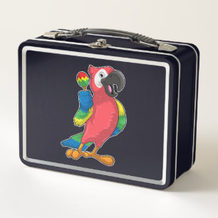 Parrot bei Musik mit Maracas Metall Brotdose