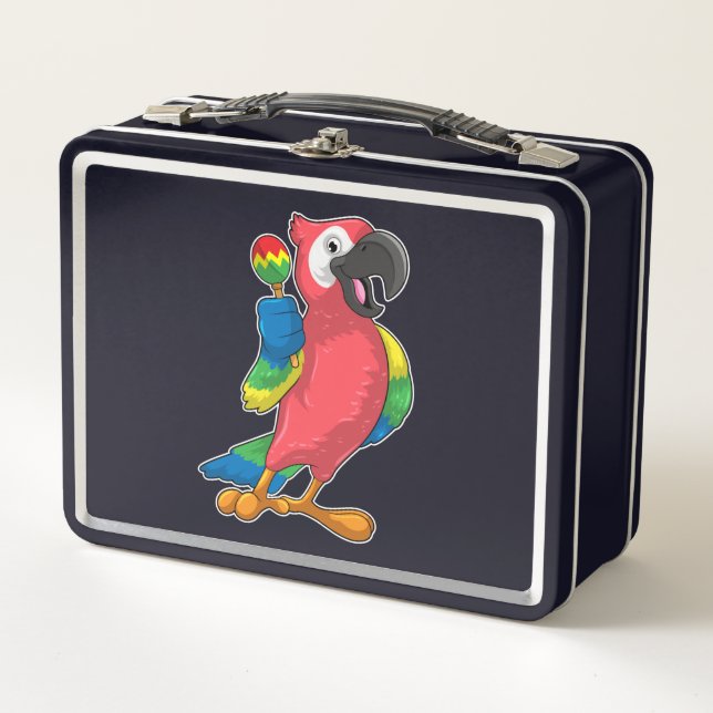 Parrot bei Musik mit Maracas Metall Brotdose (Vorderseite)