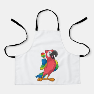 Parrot bei Musik mit Maracas Schürze